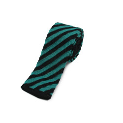 Turkis/Sort Strikket Slips
