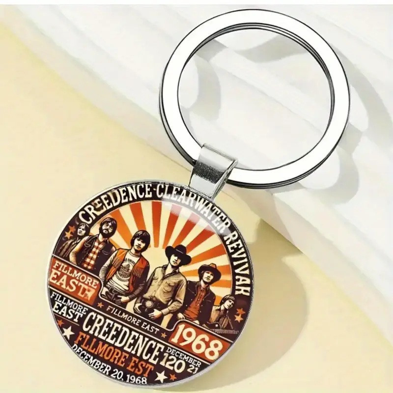 Creedence Clearwater Revival Elegante Zink Legering Kuppel Nøglering / Vedhæng