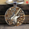 Retro Rock Guitar & Noter og Stjerne Design Elegante Zink Legering Kuppel Nøglering / Vedhæng