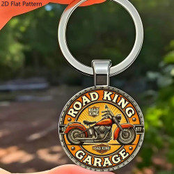 Road King Motorcykel Design Elegante Zink Legering Kuppel Nøglering / Vedhæng