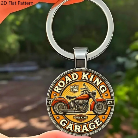 Road King Motorcykel Design Elegante Zink Legering Kuppel Nøglering / Vedhæng