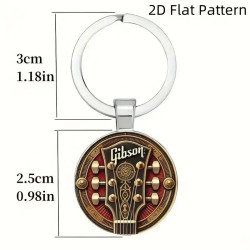 Gibson Guitar Design Elegante Zink Legering Kuppel Nøglering / Vedhæng