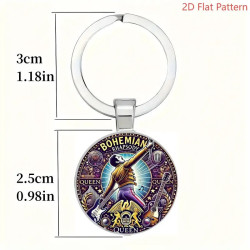 Freddie for MERCURY Bohemia Rhapsody Design Elegante Zink Legering Kuppel Nøglering / Vedhæng