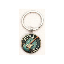 "Rock & Roll Guitar" Design Elegante Zink Legering Kuppel Nøglering / Vedhæng