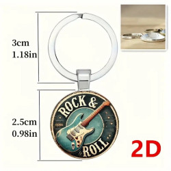 "Rock & Roll Guitar" Design Elegante Zink Legering Kuppel Nøglering / Vedhæng