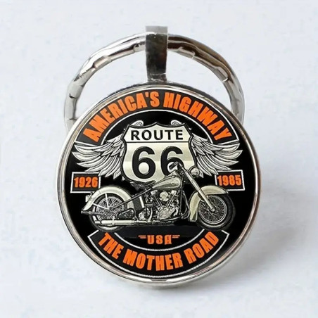 US Route 66 Design Elegante Zink Legering Kuppel Nøglering / Vedhæng