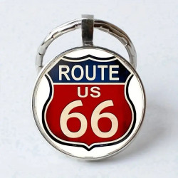 US Route 66 Design Elegante Zink Legering Kuppel Nøglering / Vedhæng