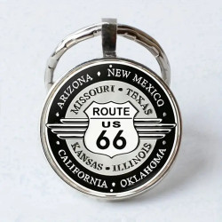 US Route 66 Design Elegante Zink Legering Kuppel Nøglering / Vedhæng