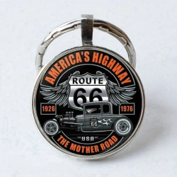 US Route 66 Design Elegante Zink Legering Kuppel Nøglering / Vedhæng