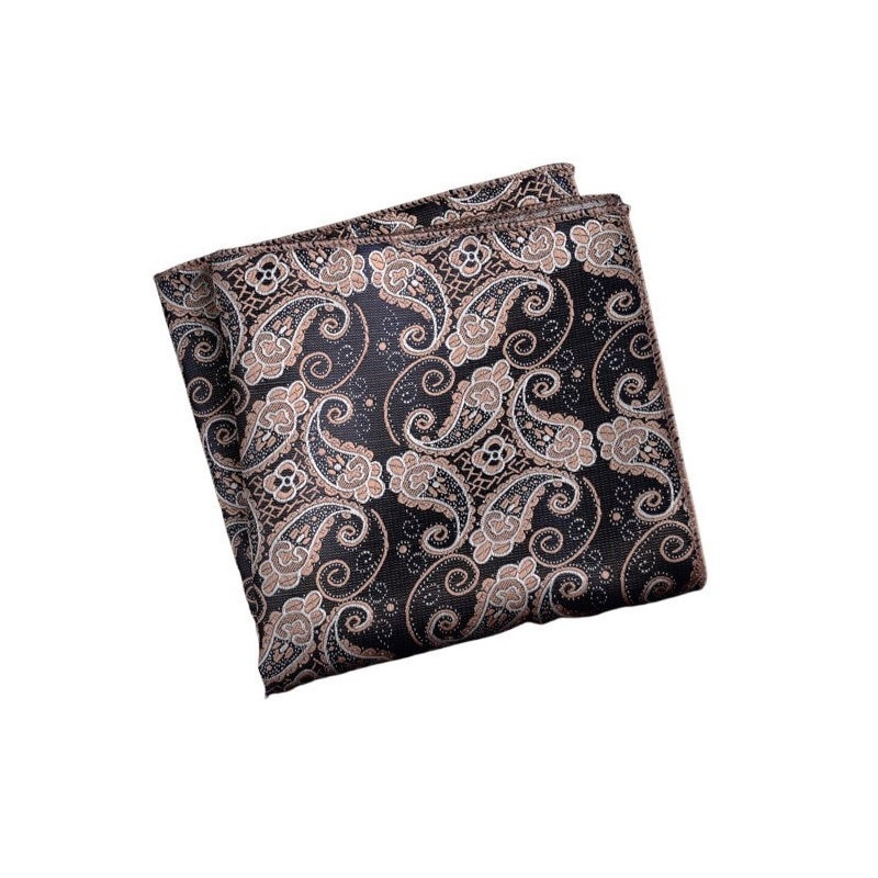 Beige/Mørkebrun Paisley Mønstret Lommeklud