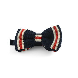 Navy blå/Hvid/Mørkerød Strikket Butterfly