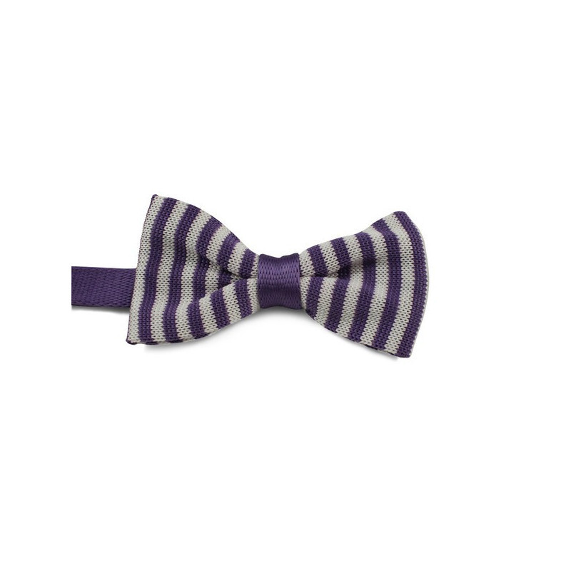 Lilla/Hvid Stribet Strikket Butterfly