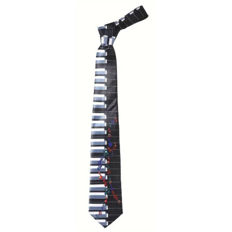 Musik Herre Slips Sort / Hvid tastatur musiknote