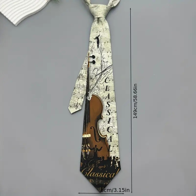 Herre slips med violinprint i Elegant Stil.