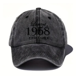 Klassisk baseballkasket 1958 i vintage bogstavprint i farven Sort med sort print