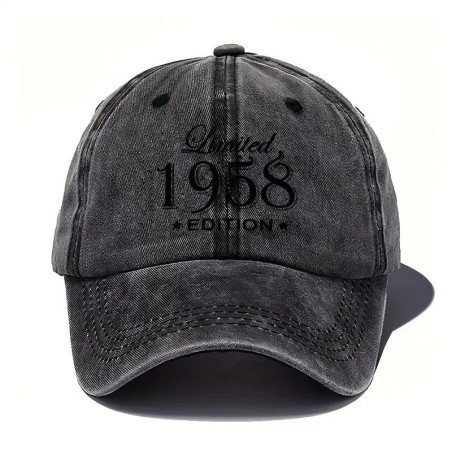 Klassisk baseballkasket 1958 i vintage bogstavprint i farven Sort med sort print