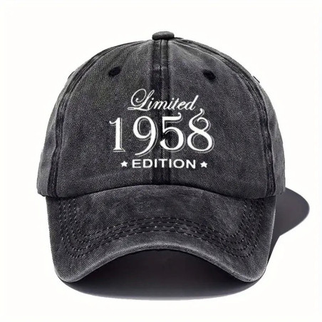 Klassisk baseballkasket 1958 i vintage bogstavprint i farven Sort