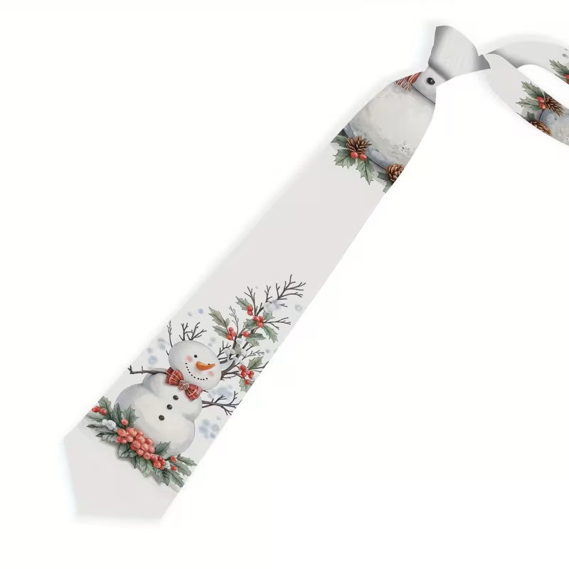 Herre Jule Slips med Jule Snemand med Rød Butterfly