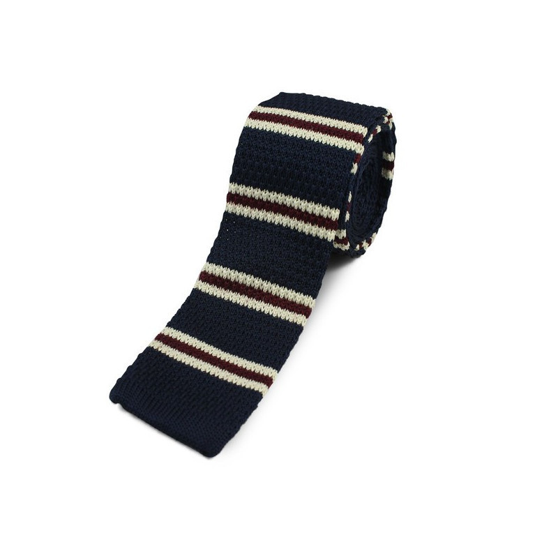 Navyblå/Rød/Hvid Strikket Slips